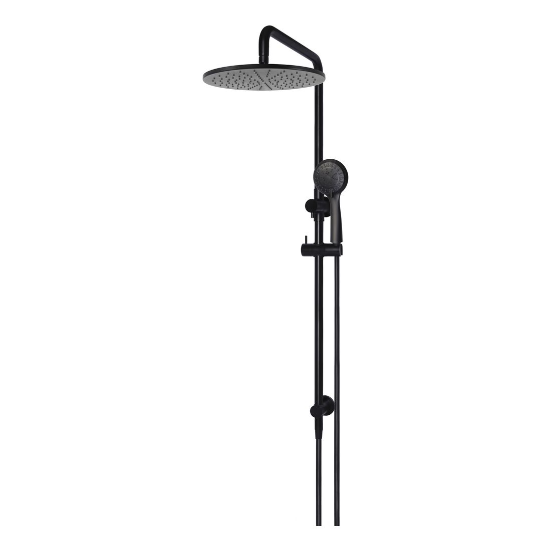 Round Combination Shower Rail 300mm Rose, Three Function Hand Shower Matte Black