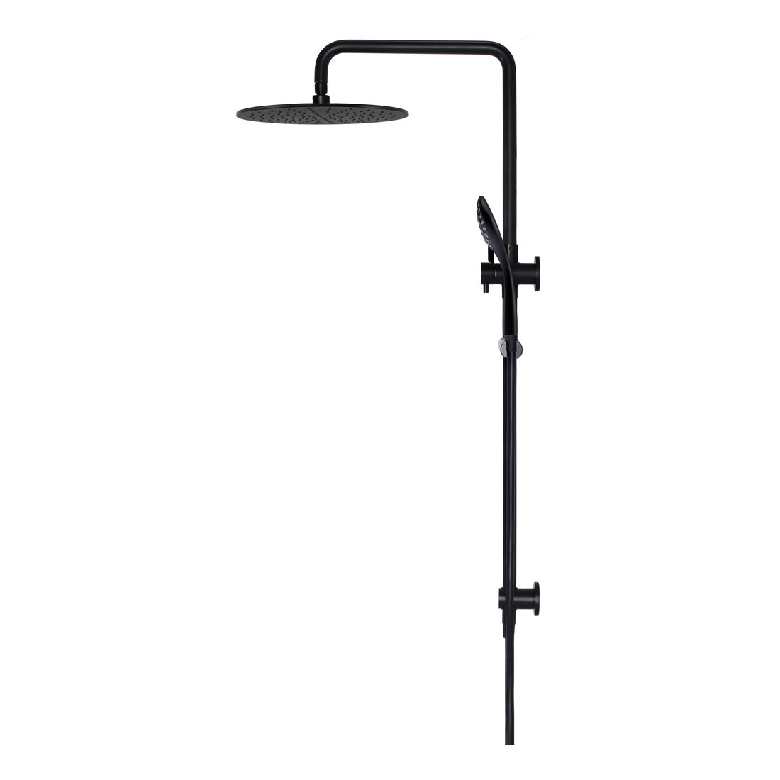 Round Combination Shower Rail 300mm Rose, Three Function Hand Shower Matte Black