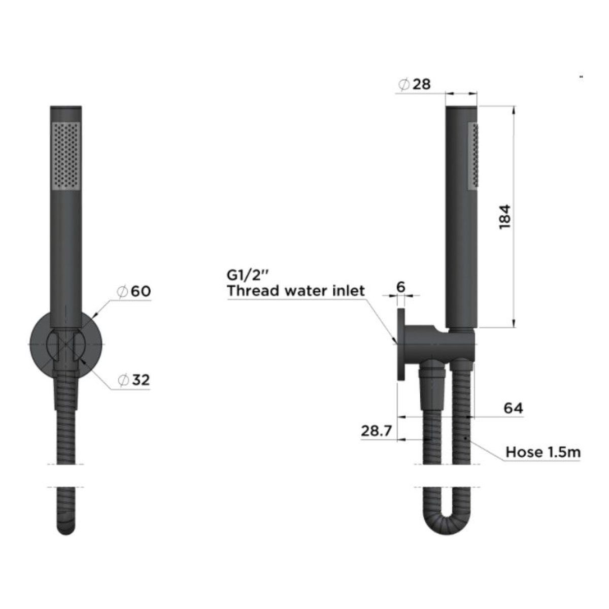 Round Hand Shower on Fixed Bracket MZ08-R-CH Champagne