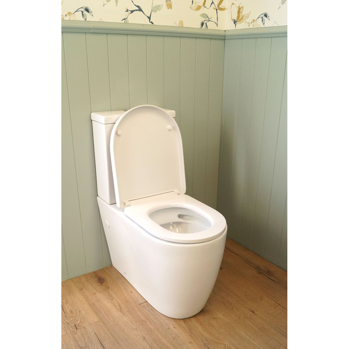 Narva Rimless Back To Wall Close Coupled Toilet Suite With Thick Seat