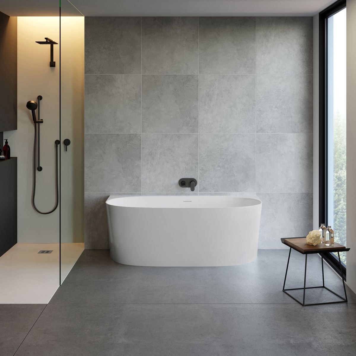 Turner Hastings Narva 158 X 86 Magnacast Back To Wall Bath - Matte White