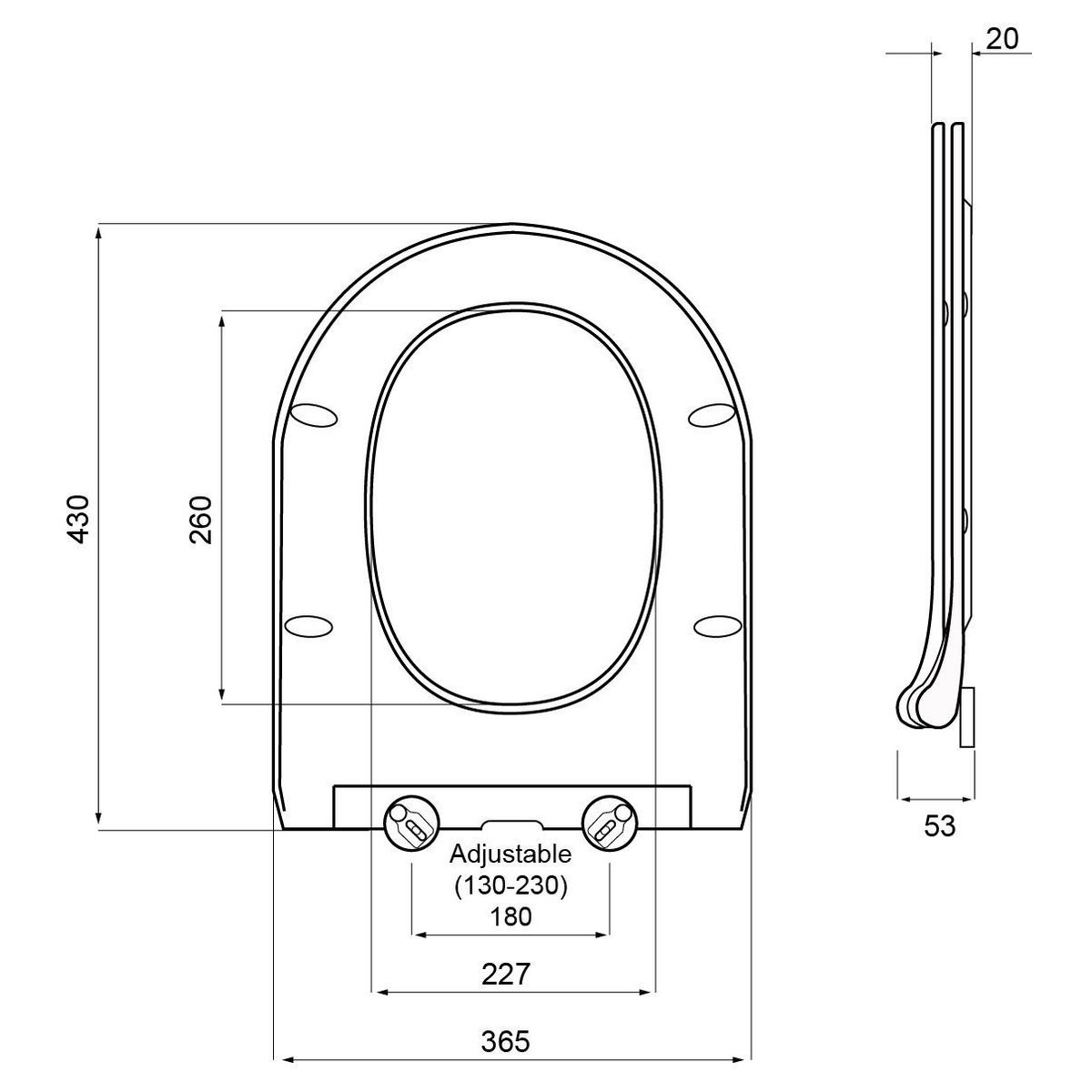 Narva Soft Close Quick Release Toilet Seat - Thin