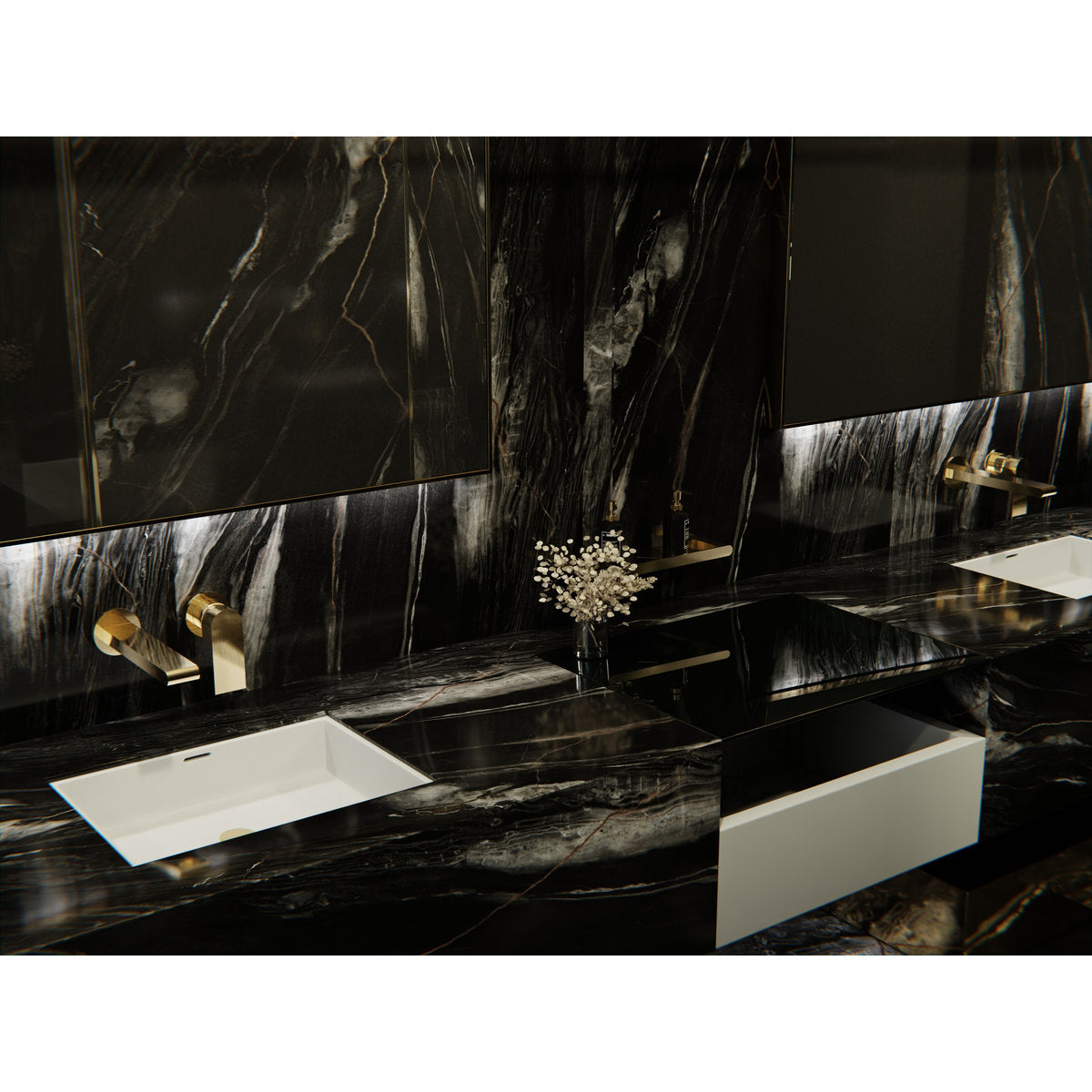 Bianca Wall Basin/Bath Mixer 230mm Trim Kits Only - Brushed Gold