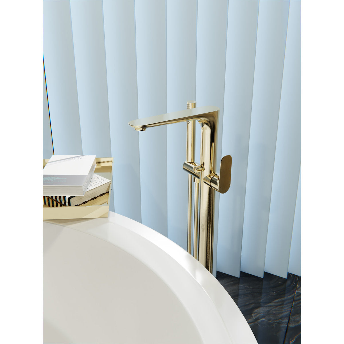 Bianca Freestanding Bath Mixer With Hand Shower - Brushed Gold
