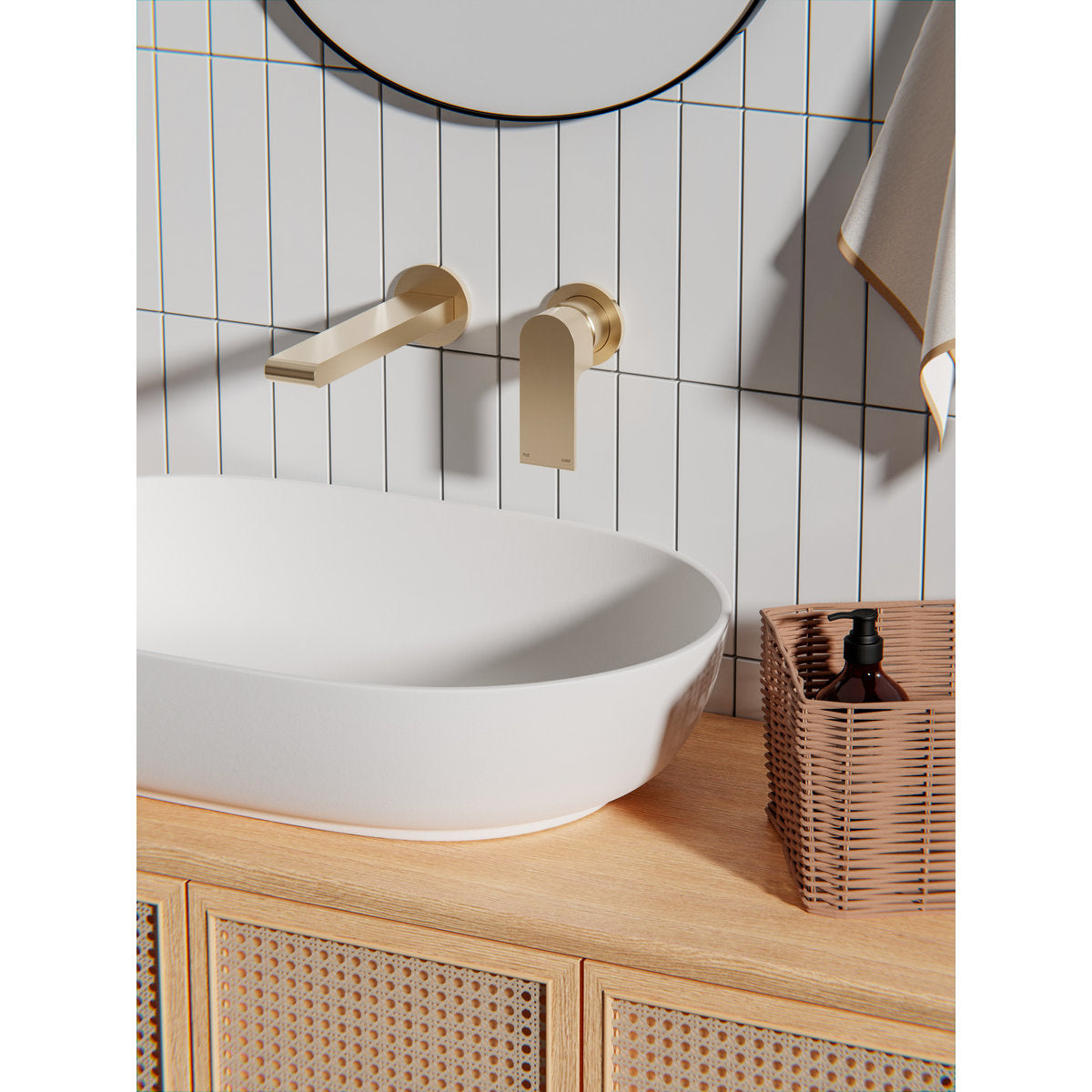 Bianca Wall Basin/Bath Mixer 230mm Trim Kits Only - Brushed Gold