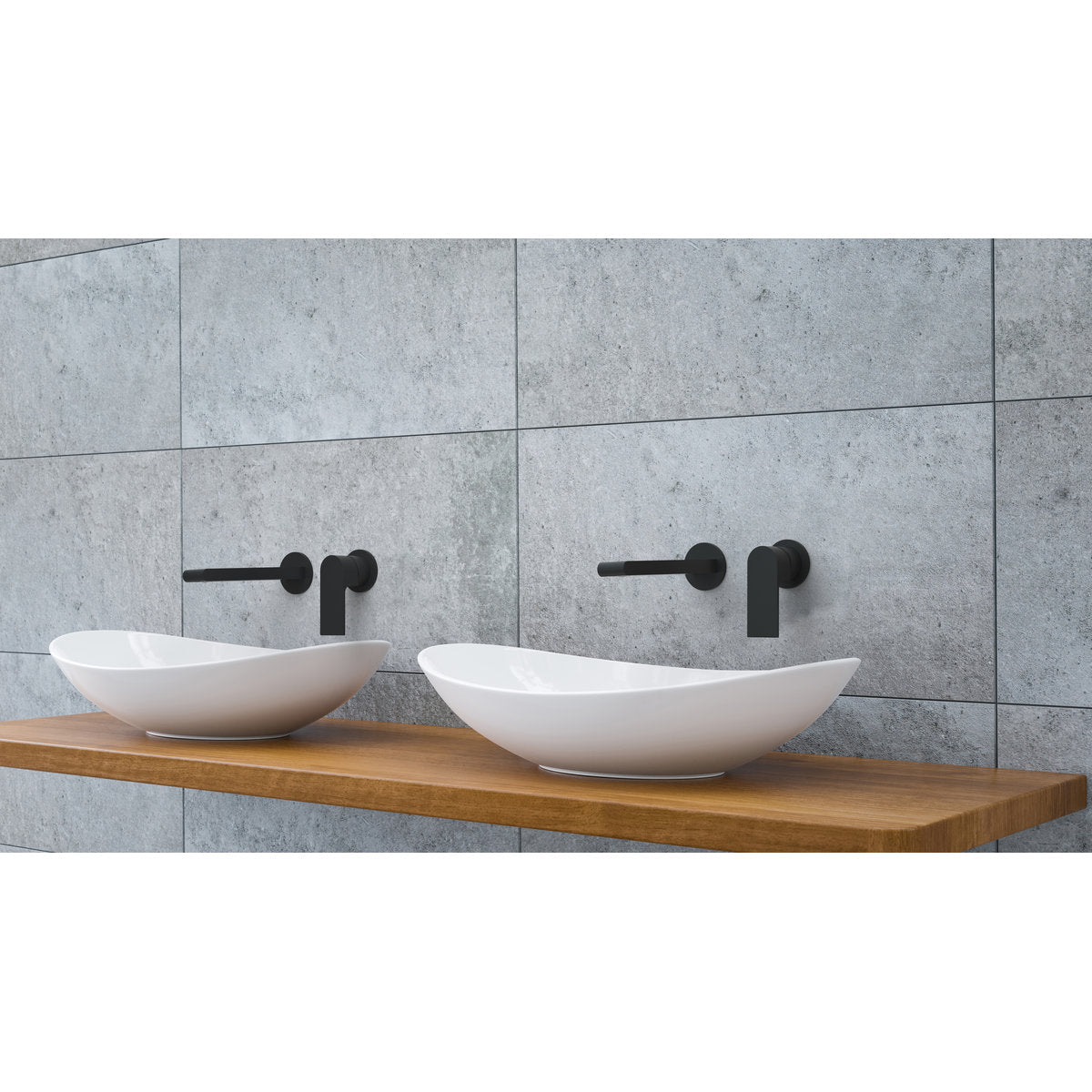 Bianca Wall Basin/Bath Mixer Separate Back Plate 187mm - Matte Black
