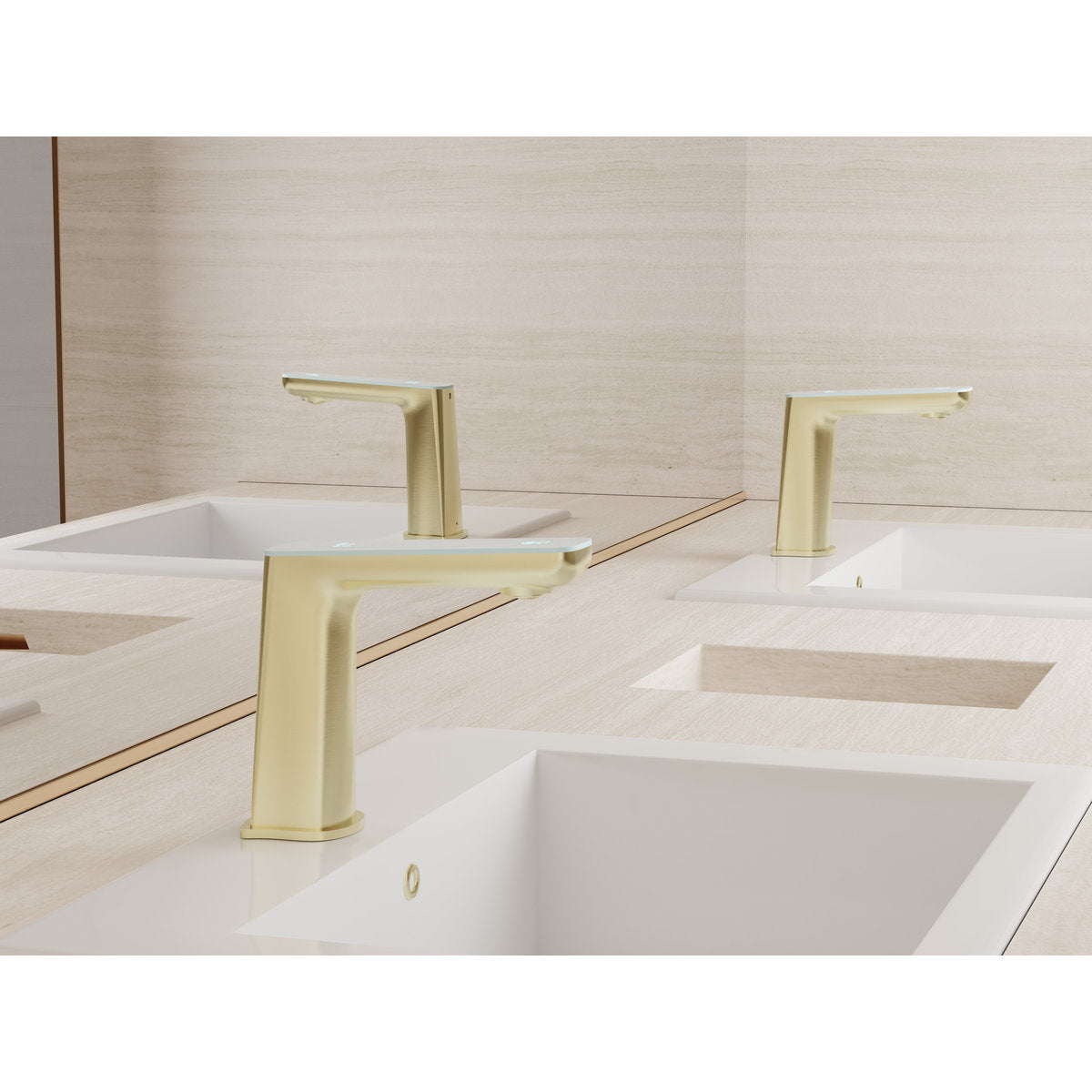 Claudia Sensor Mixer With White Top Display in Brushed Gold