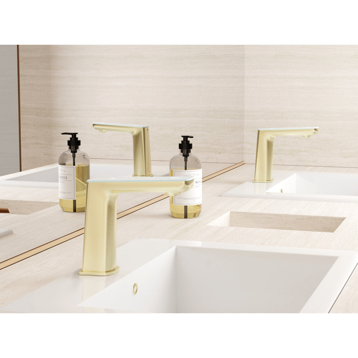 Claudia Sensor Mixer With White Top Display in Brushed Gold