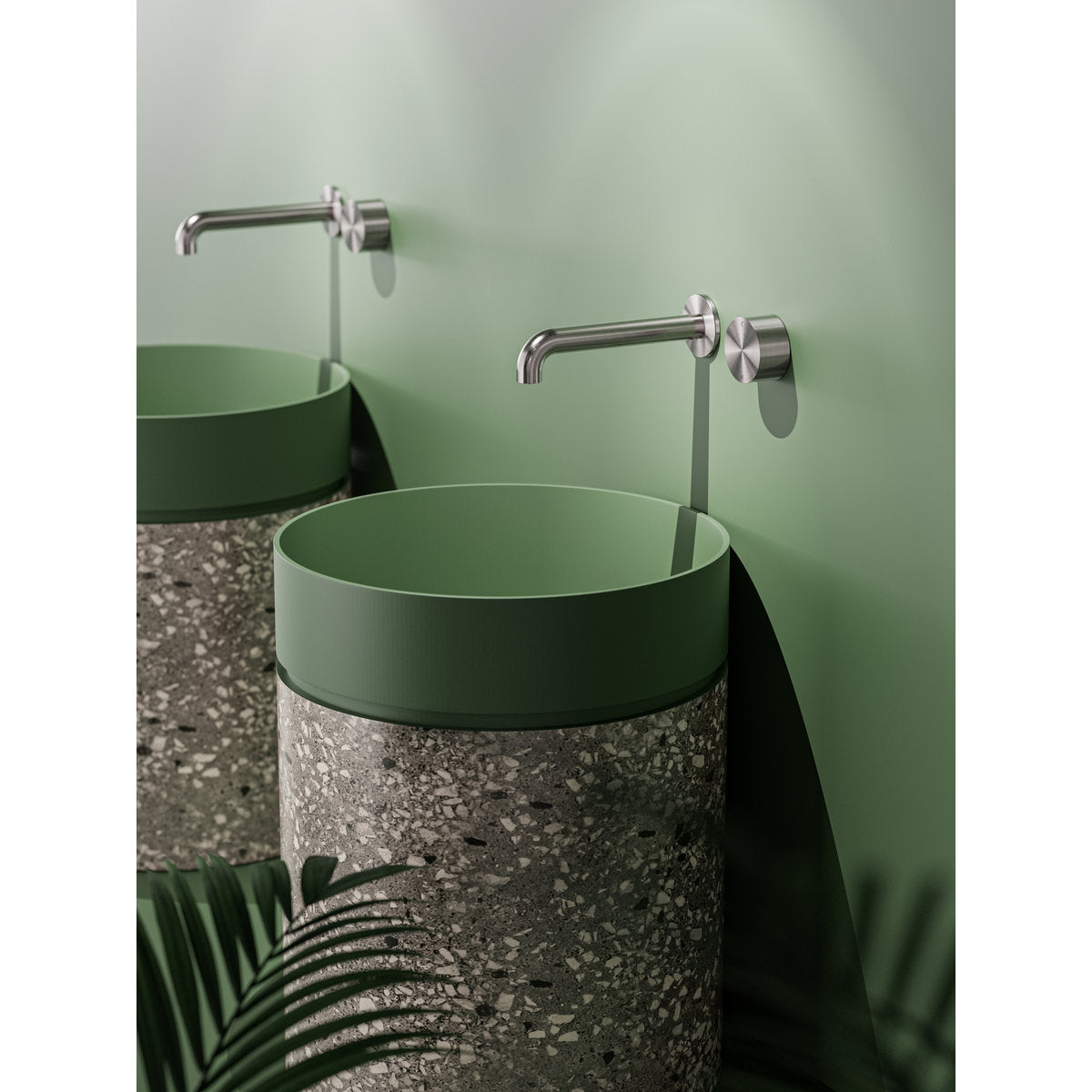 Kara Progressive Wall Basin/Bath Set 260mm in Brushed Nickel