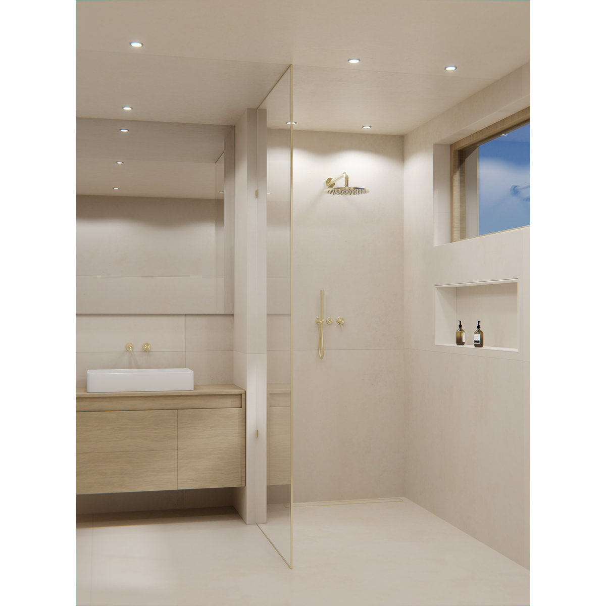 Mecca Shower Mixer Divertor System Separate Back Plate in Brushed Gold
