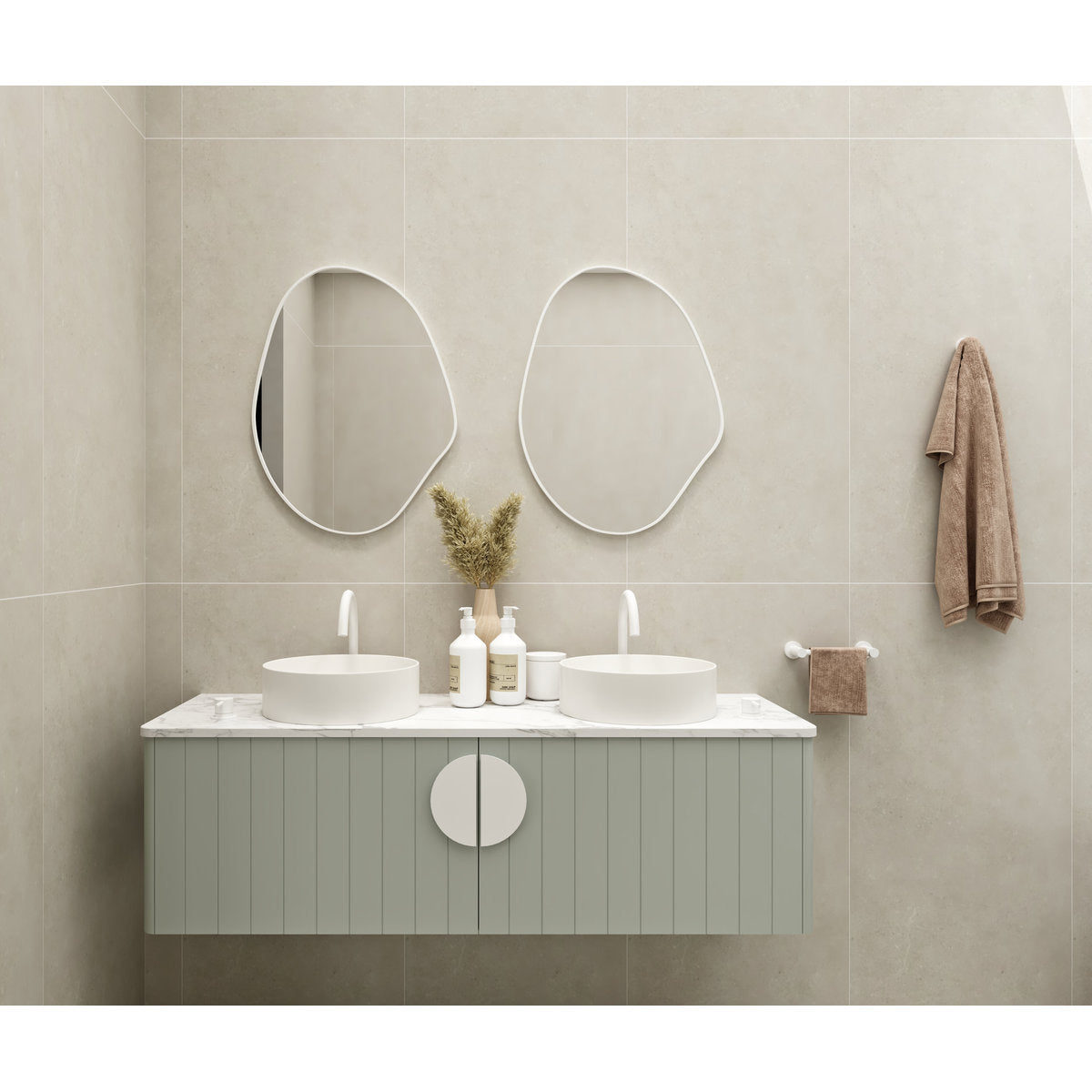 Mecca Hob Basin Mixer Round Spout - Matte White