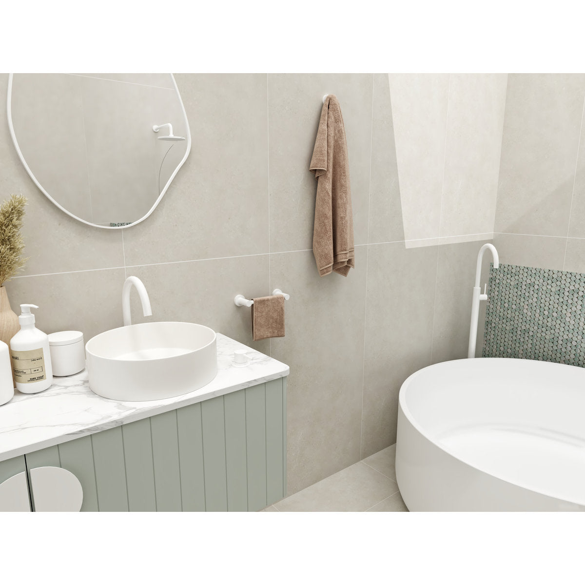 Mecca Hob Basin Mixer Round Spout - Matte White
