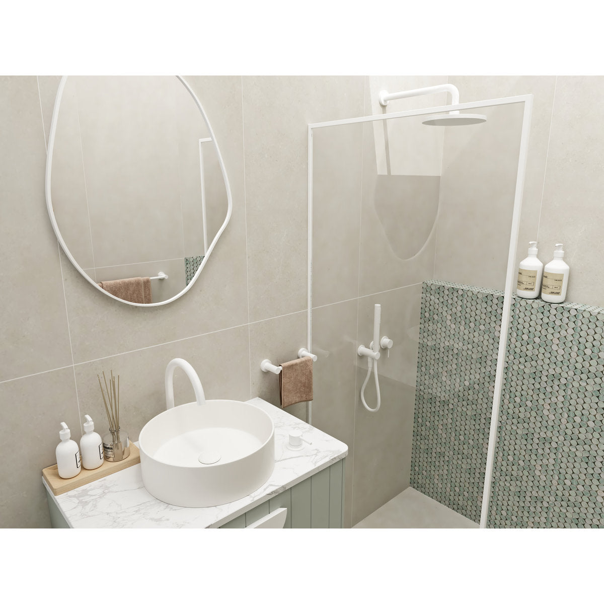 Mecca Shower Mixer Divertor System Separate Back Plate in Matte White