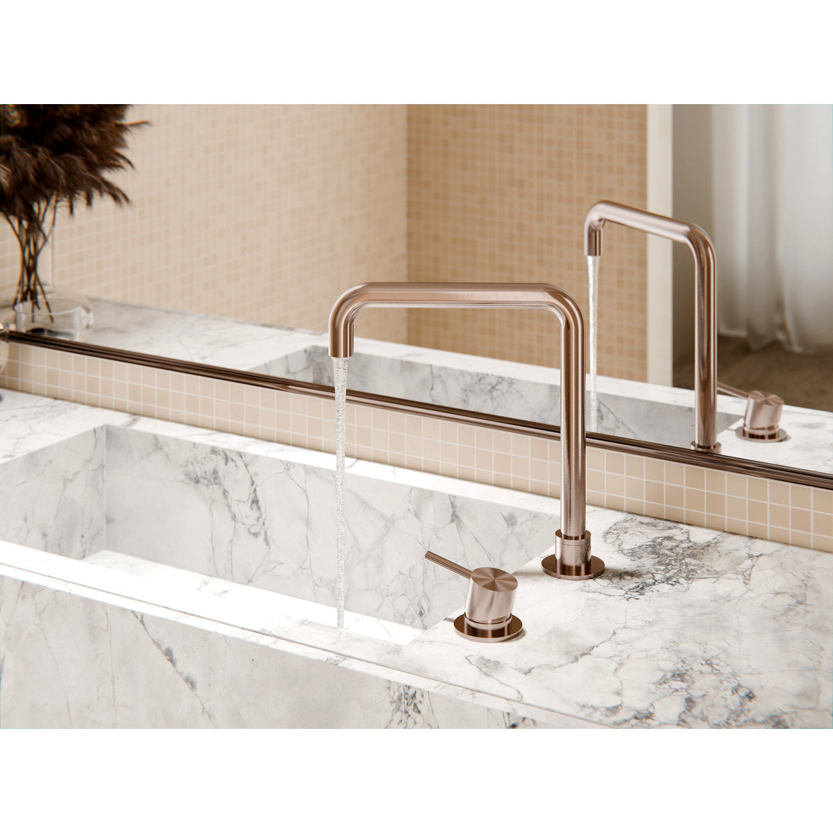 Mecca Hob Basin Mixer Square Spout - Brushed Bronze