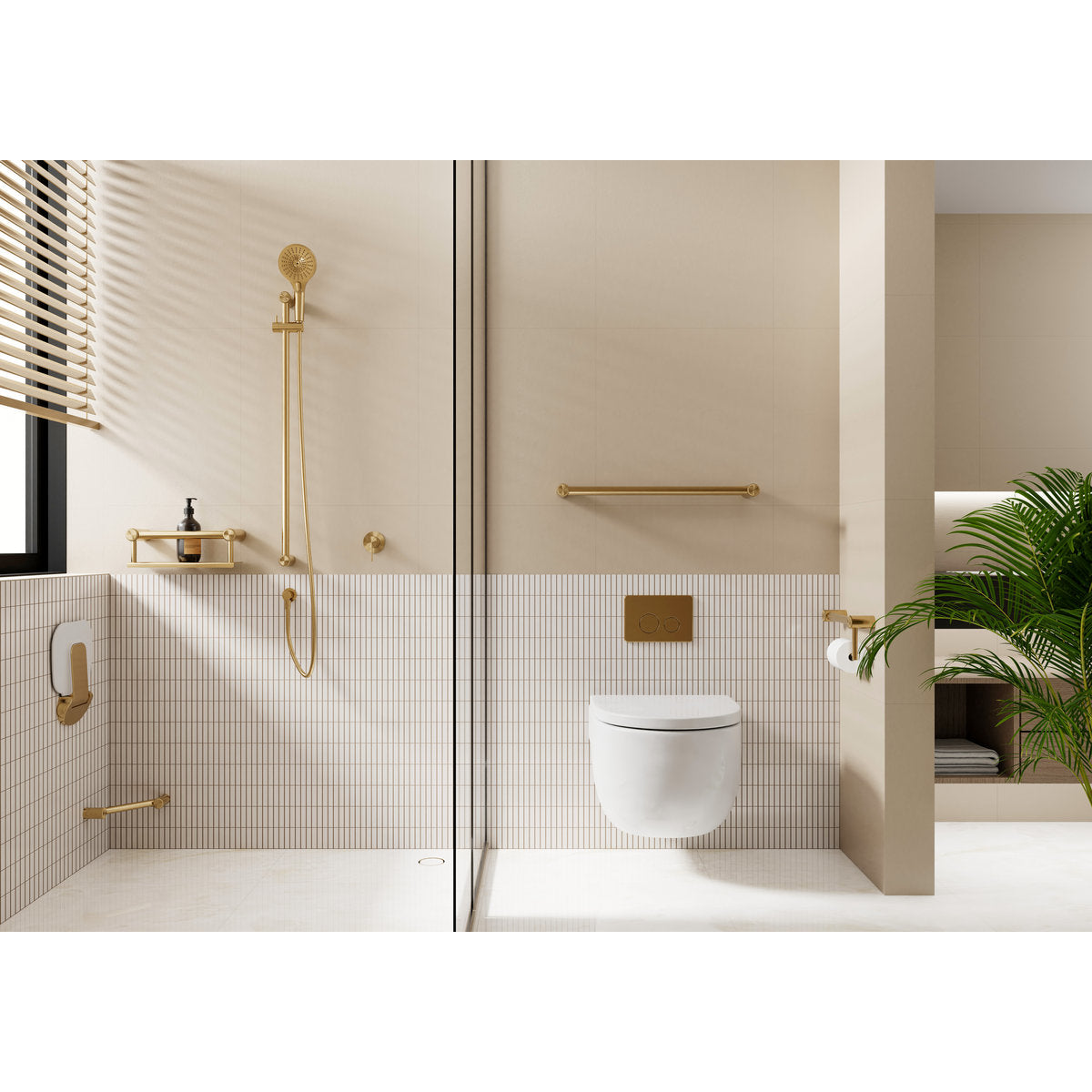 New Mecca Single Towel Rail 600mm - Brushed Gold