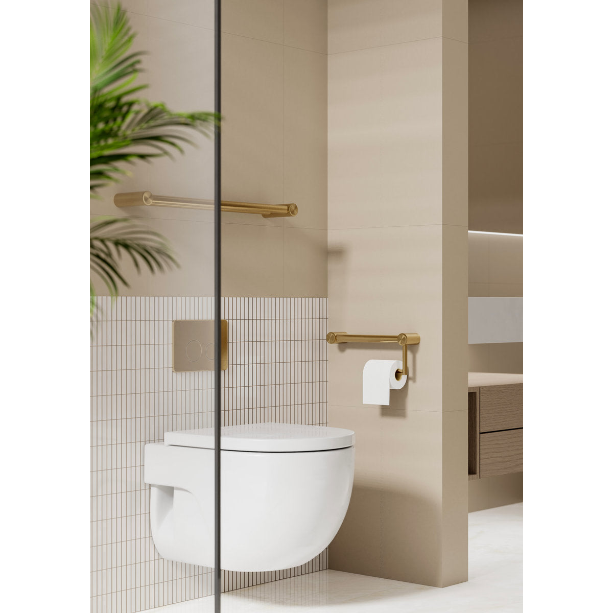 Mecca Double Towel Rail 800mm - Brushed Gold