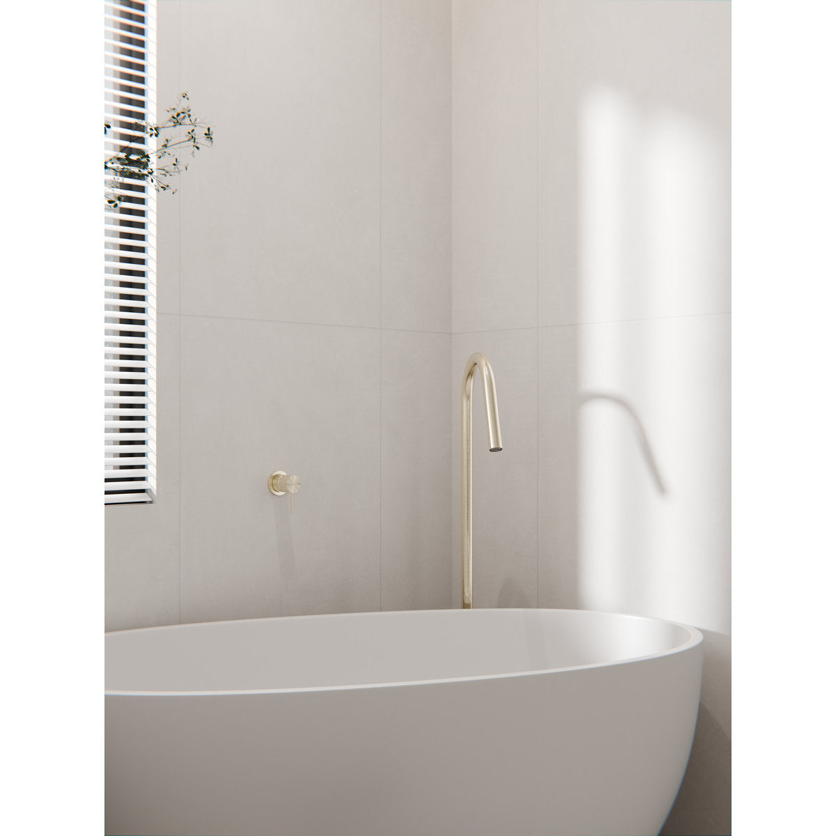 Mecca Floor Standing Bath Spout Only - Brushed Gold