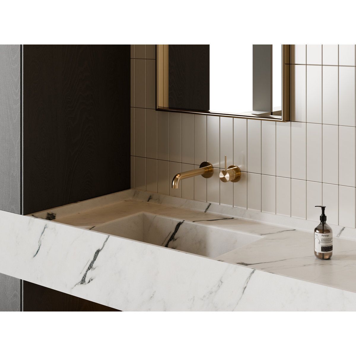 Mecca Shower Mixer 60mm Handle Up Plate in Brushed Gold