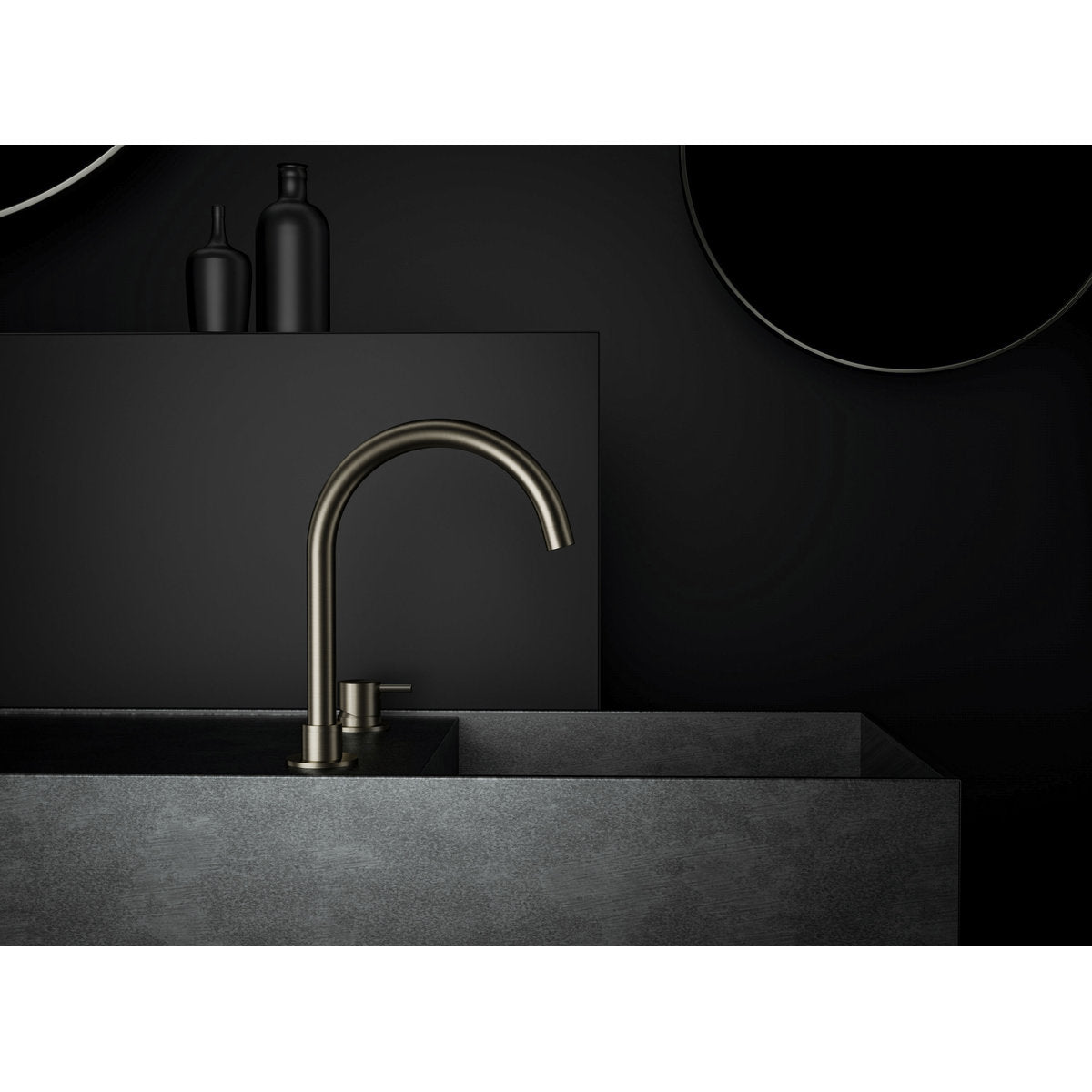 Mecca Hob Basin Mixer Round Spout - Brushed Nickel