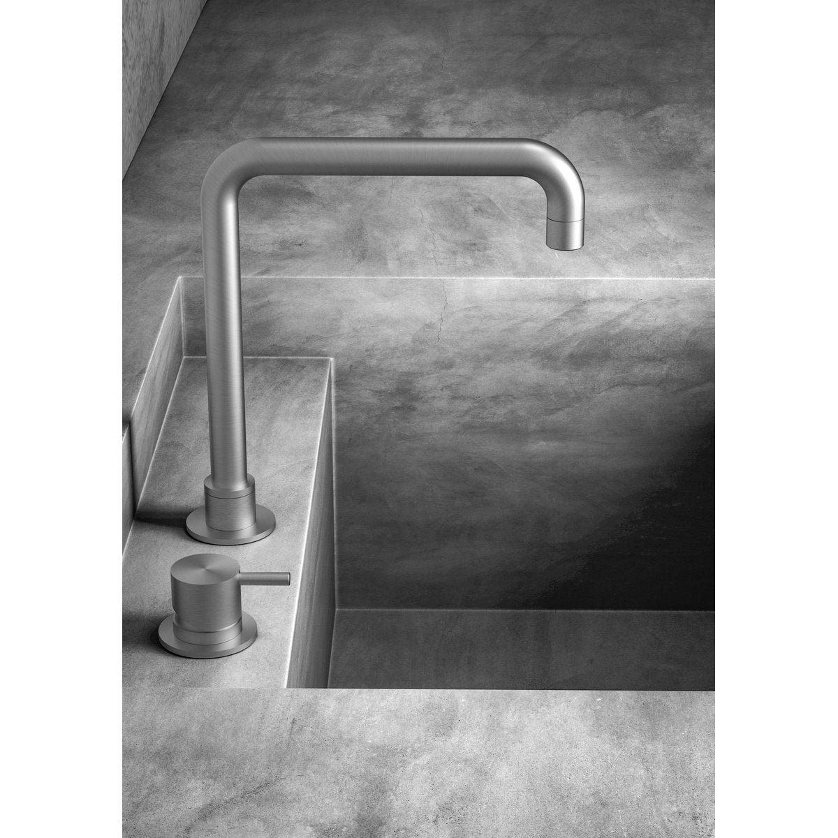 Mecca Hob Basin Mixer Square Spout - Brushed Nickel