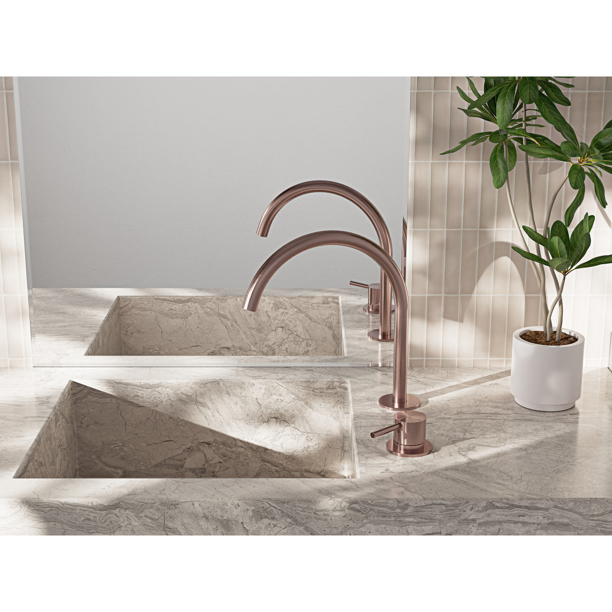 Mecca Hob Basin Mixer Round Spout - Brushed Bronze