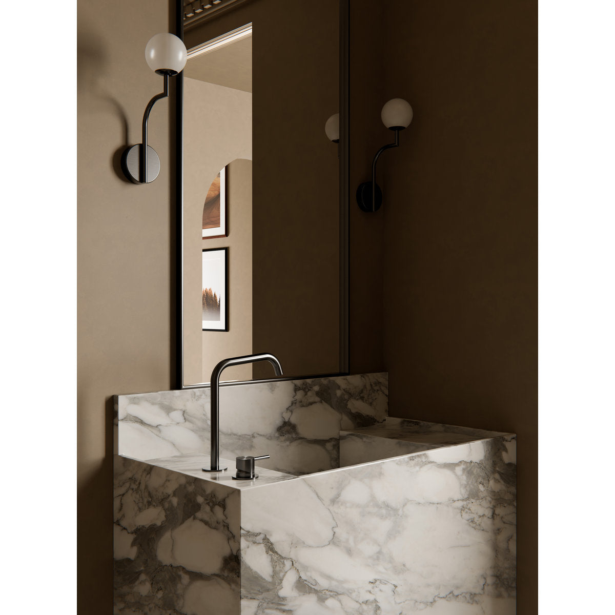 Mecca Hob Basin Mixer Square Spout - Gun Metal