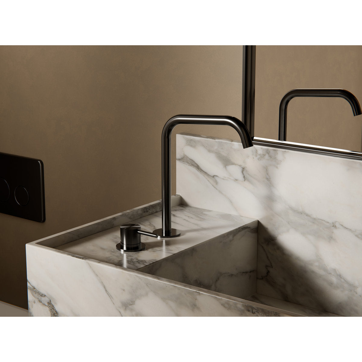 Mecca Hob Basin Mixer Square Spout - Gun Metal