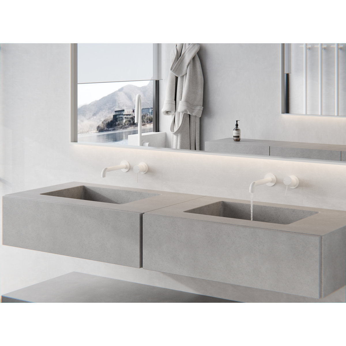 Mecca Wall Basin/Bath Mixer Separate Back Plate 260mm in Matte White