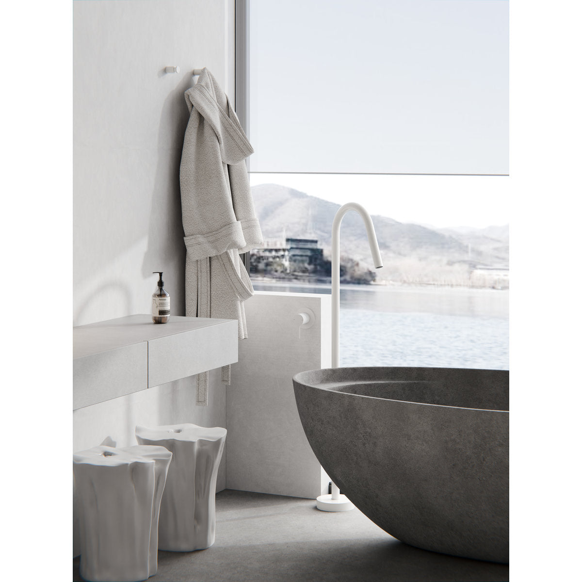 Mecca Freestanding Bath Mixer in Matte White