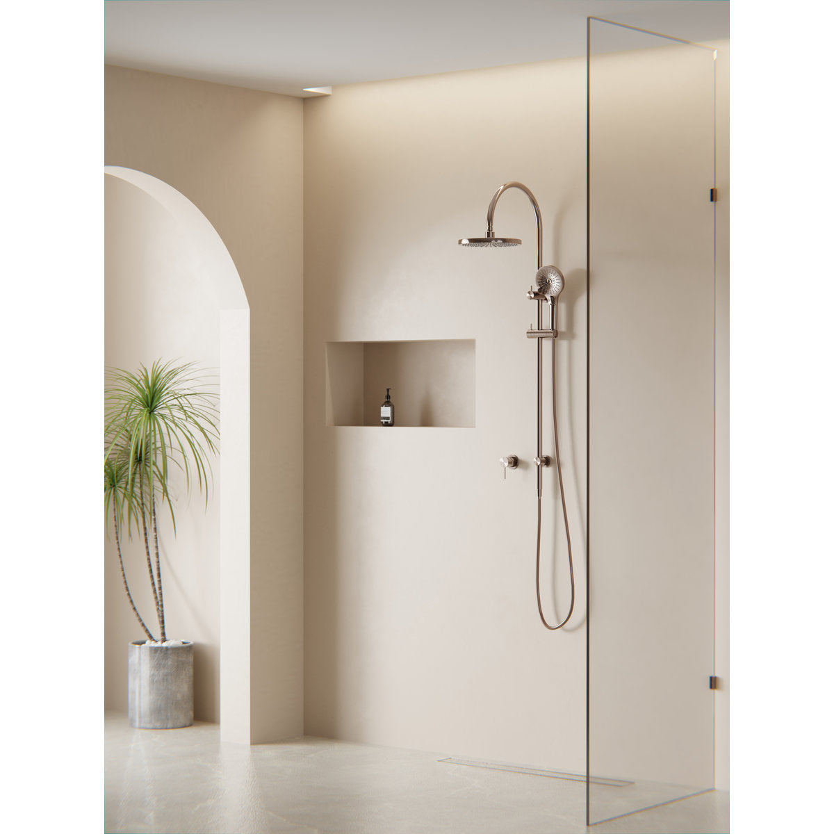 Mecca Twin Shower With Shower - Brushed Bronze