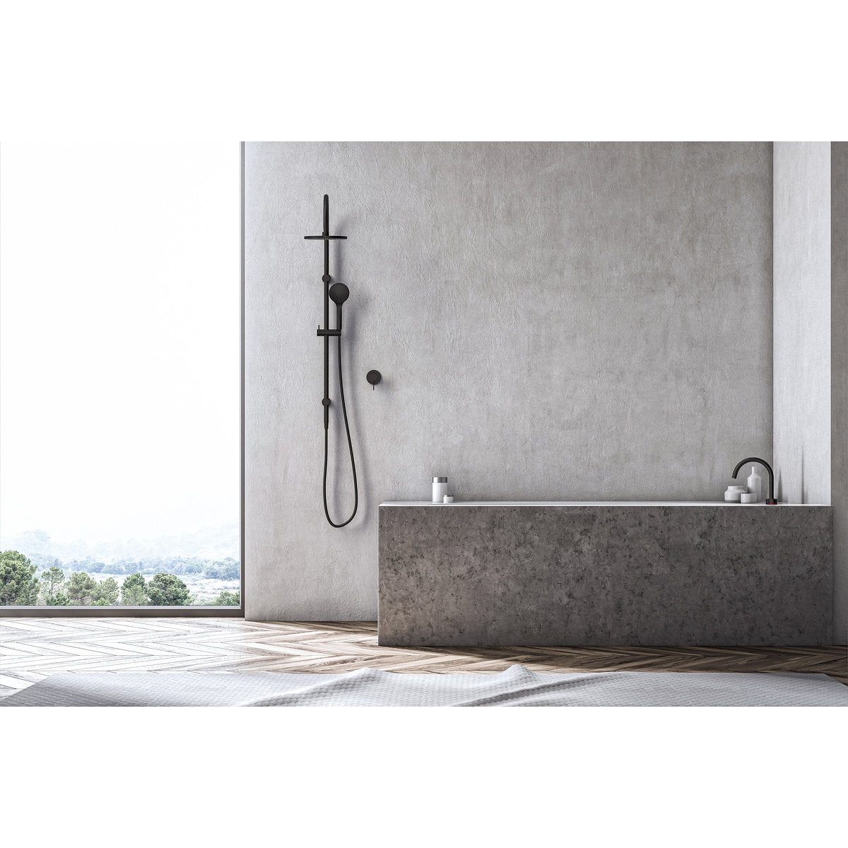Mecca Hob Basin Mixer Round Spout - Matte Black