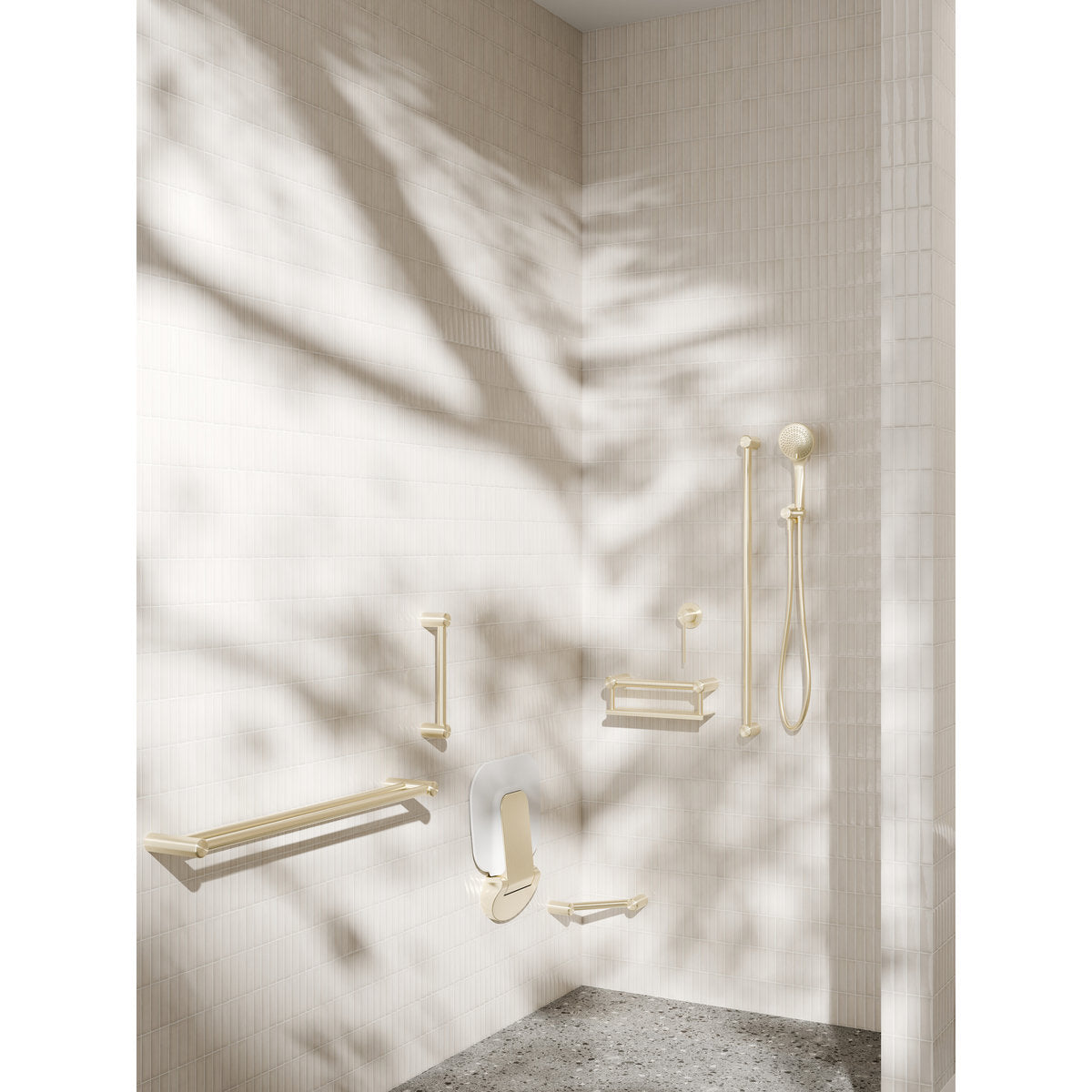 Mecca Hand Hold Shower With Air Shower - Brushed Gold