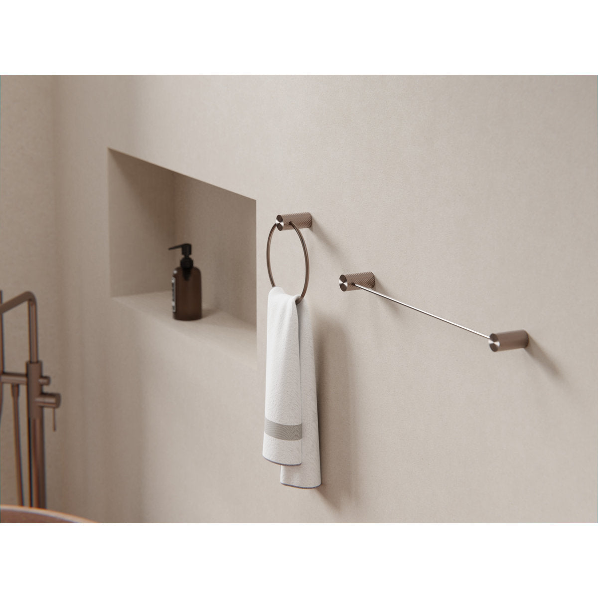 Opal Single Towel Rail 600mm - Brushed Bronze