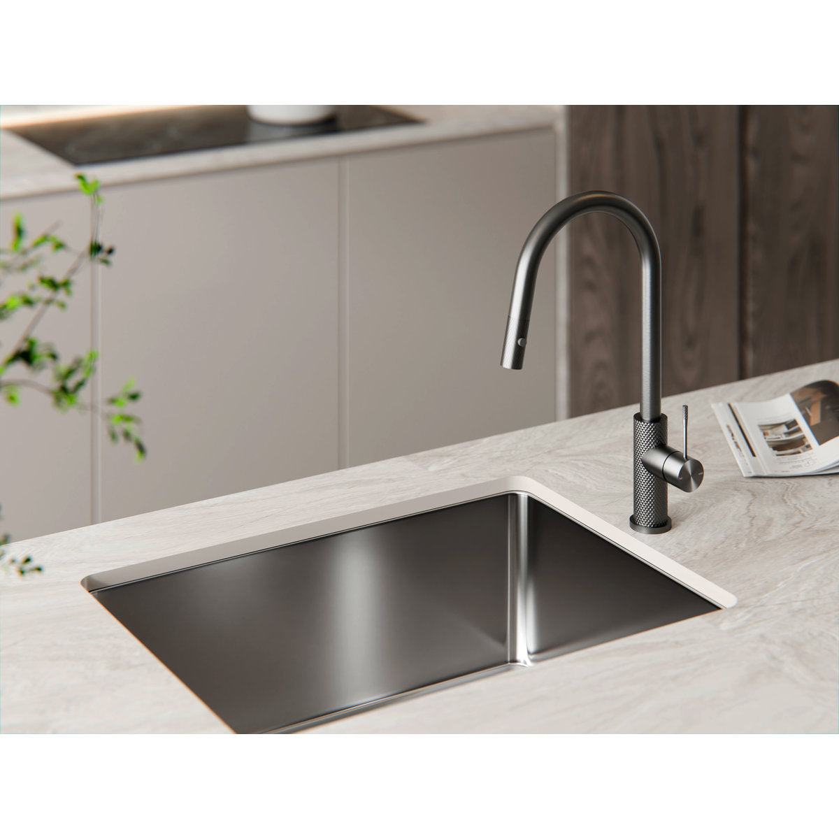 Opal Pull Out Sink Mixer With Vegie Spray Function - Graphite
