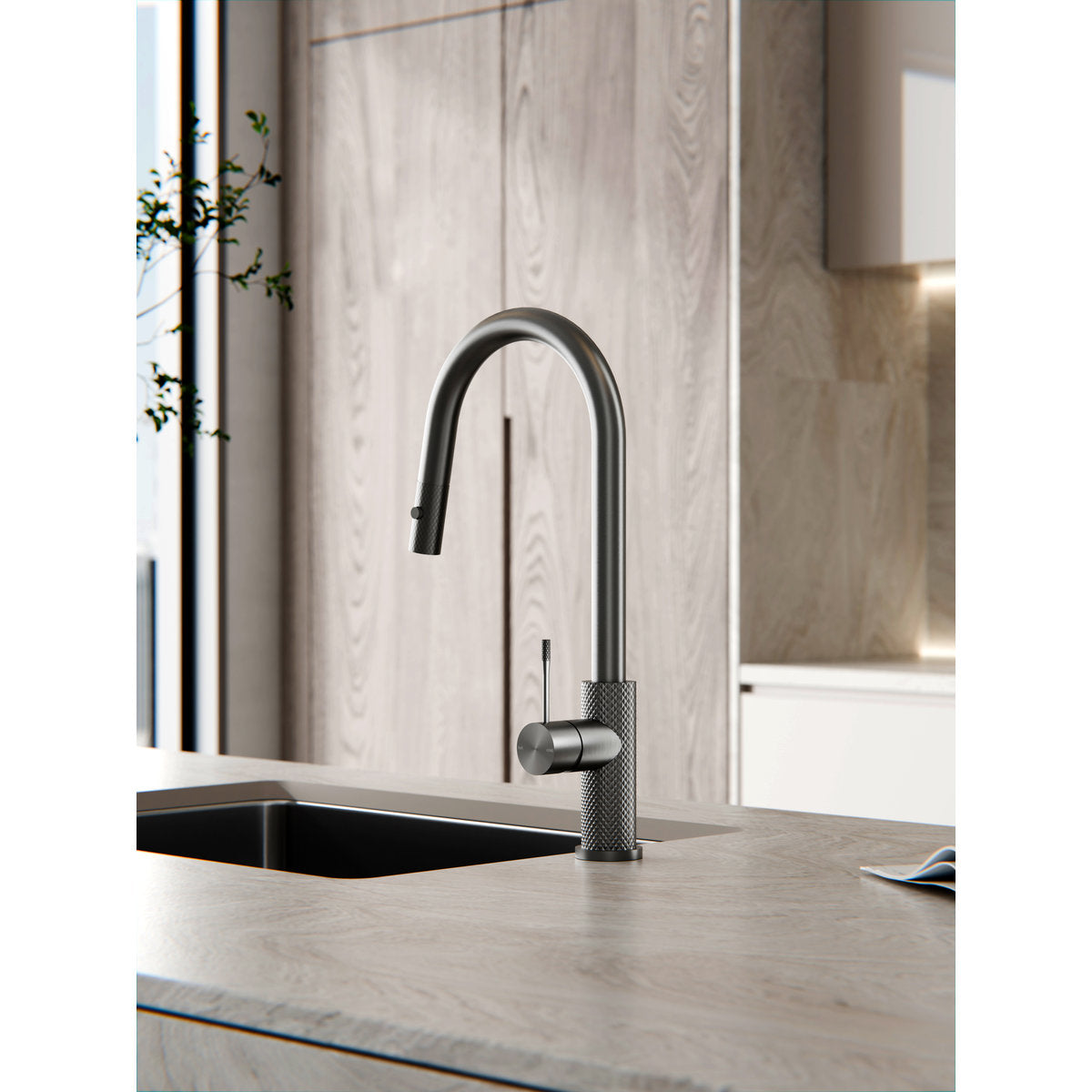 Opal Pull Out Sink Mixer With Vegie Spray Function - Graphite