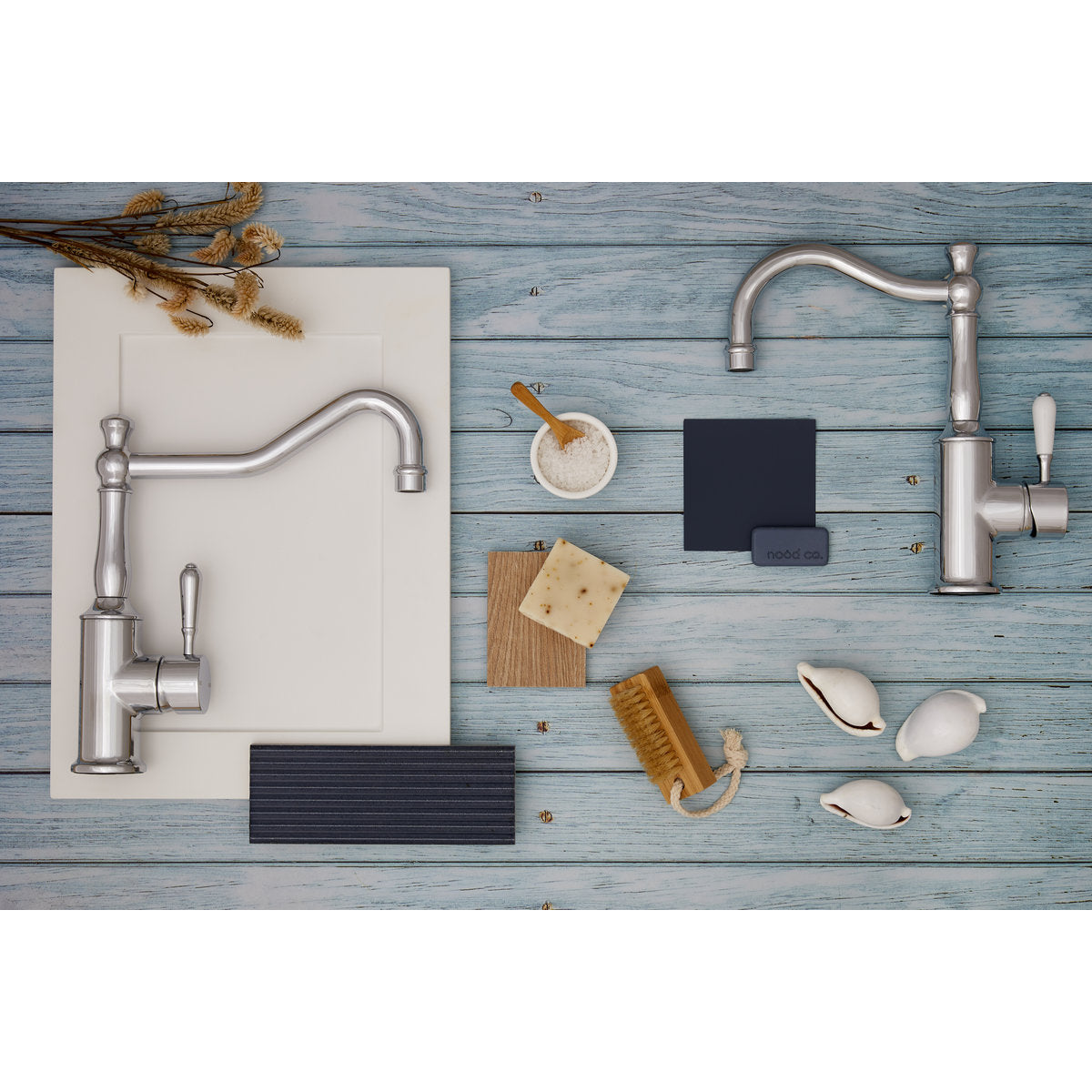York Kitchen Mixer Hook Spout With Metal Lever - Chrome