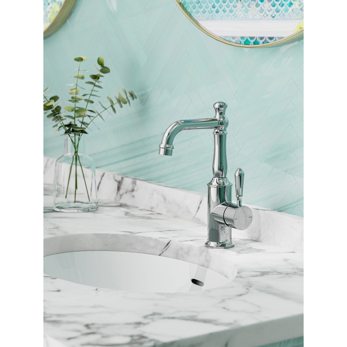 York Kitchen Mixer Hook Spout With Metal Lever - Chrome
