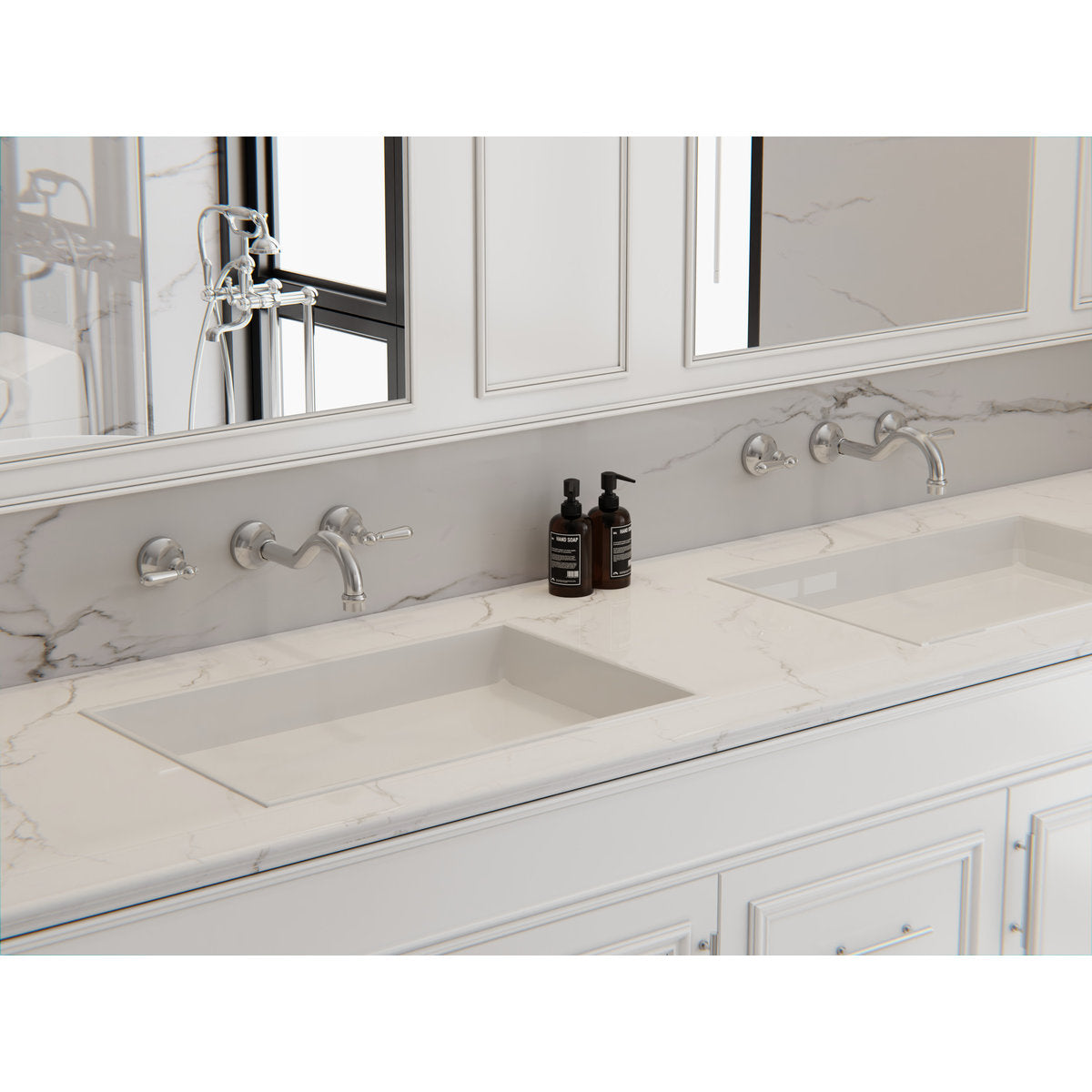 York Wall Basin Set With Metal Lever - Chrome