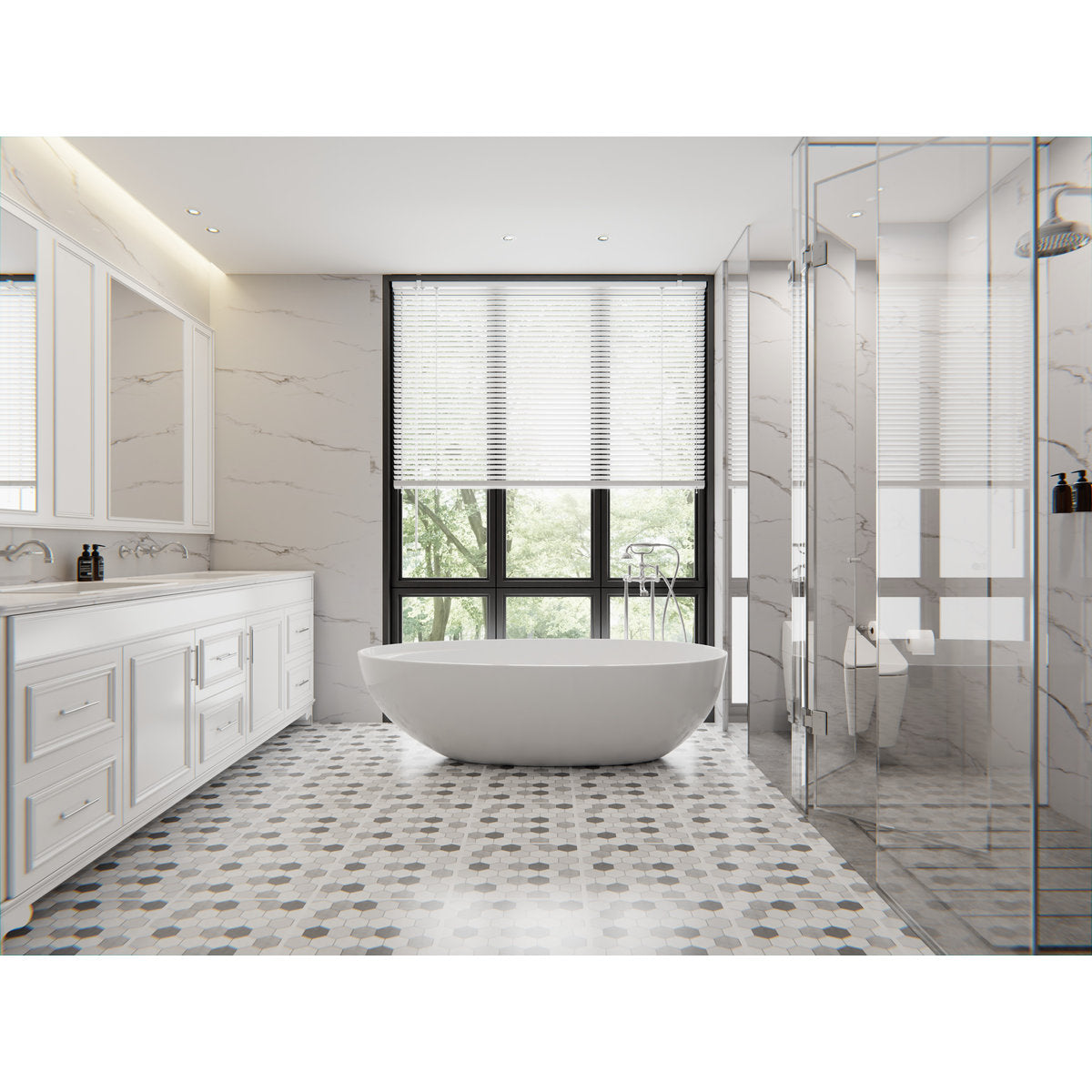 York Freestanding Bath Set With Metal Hand Shower - Chrome
