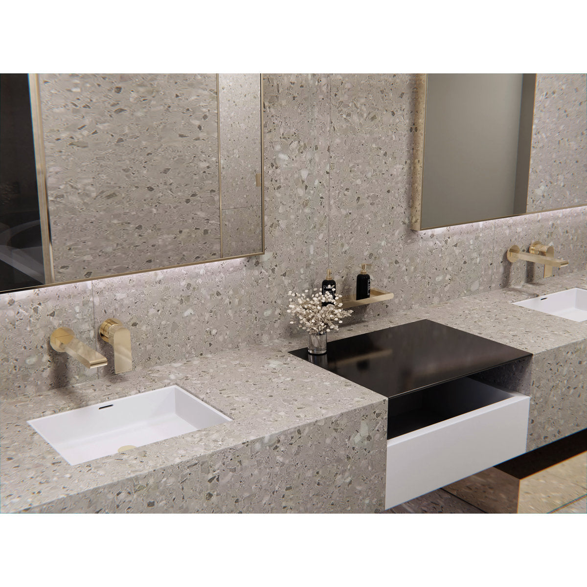 Bianca Wall Basin/Bath Mixer 230mm Trim Kits Only - Brushed Gold