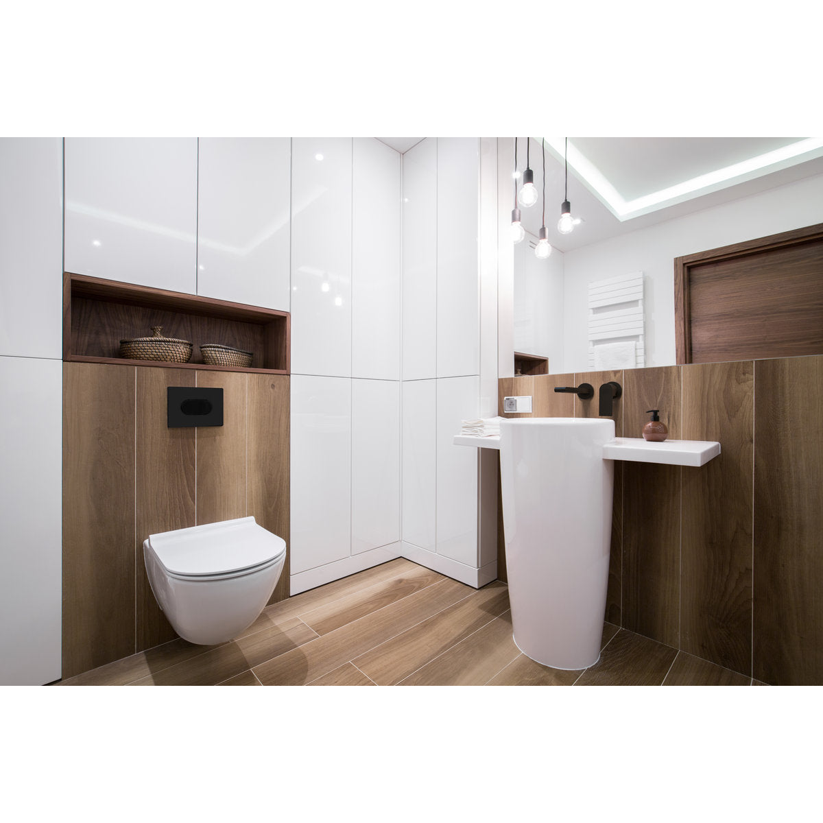 Bianca Wall Basin/Bath Mixer Separate Back Plate 187mm - Matte Black
