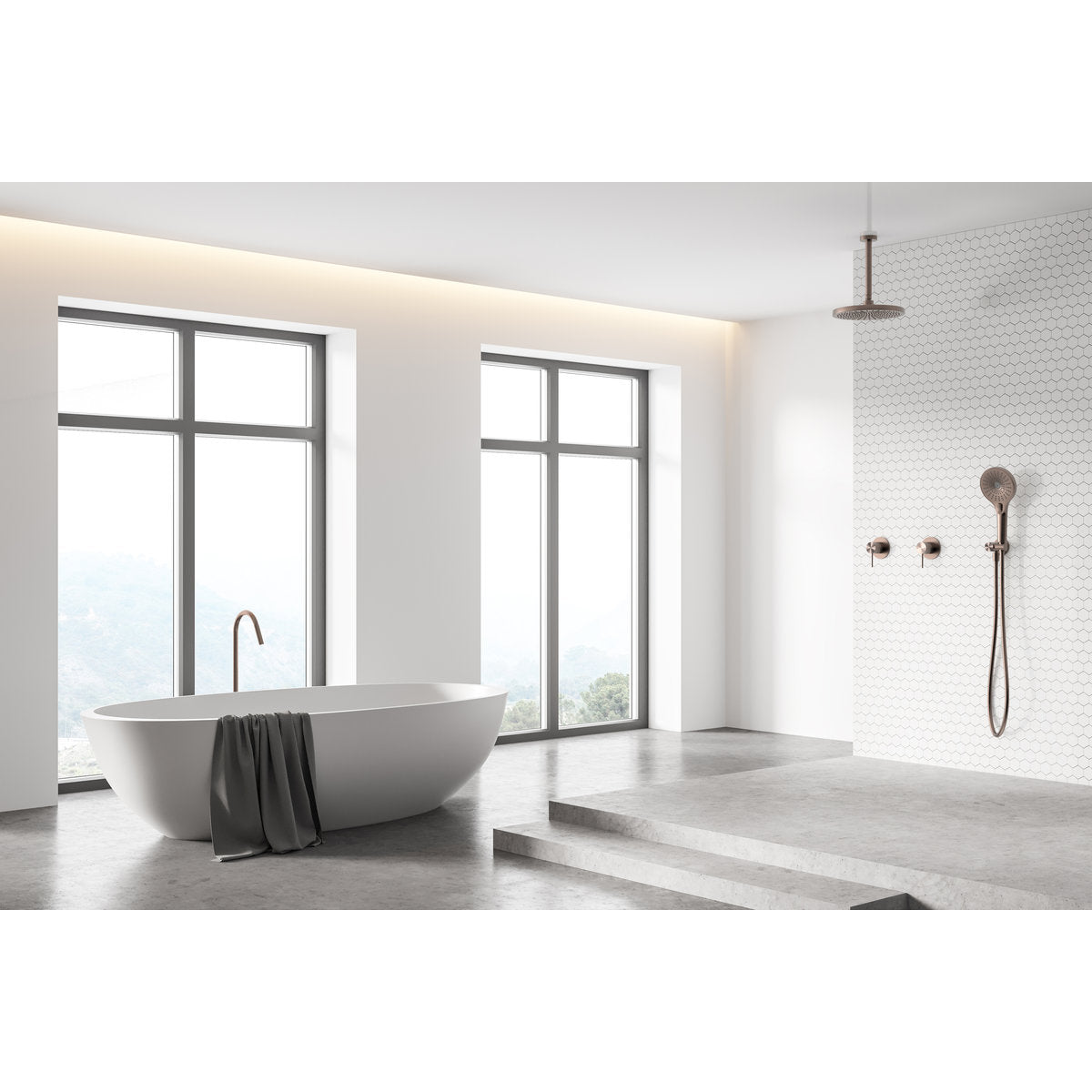 Mecca Floor Standing Bath Spout Only - Brushed Bronze