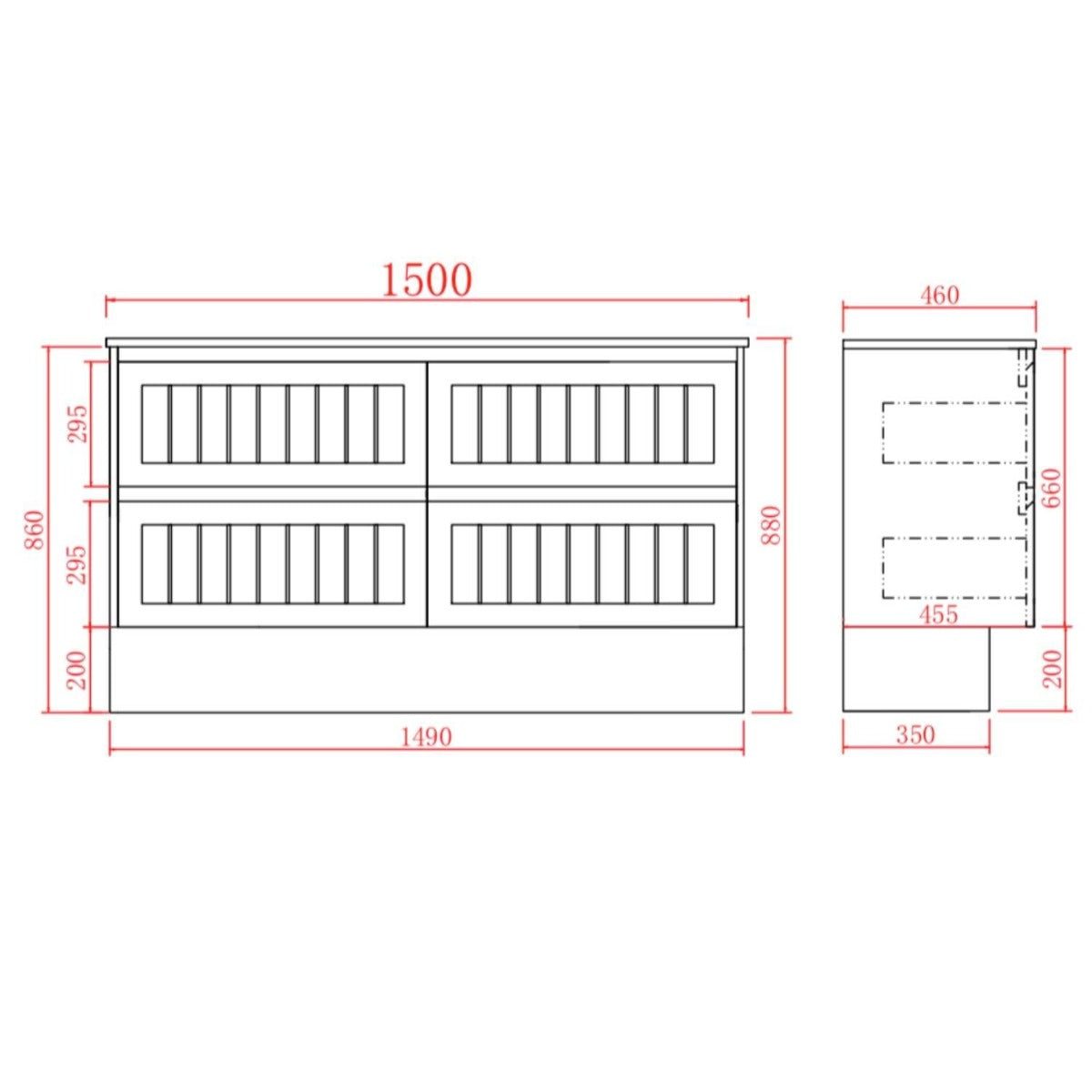 Bayside 1500mm Double Basin Wall Hung Vanity Cabinet Matte White