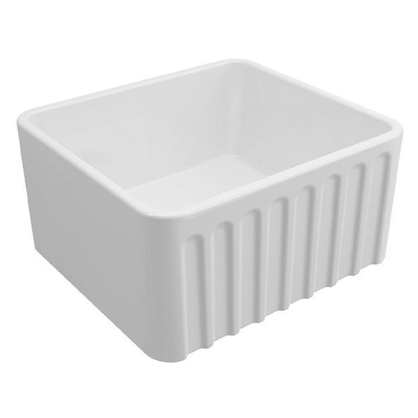 Kit-Novi 50X46 Fireclay Butler Sink - Matte White With Overflow Included Waste