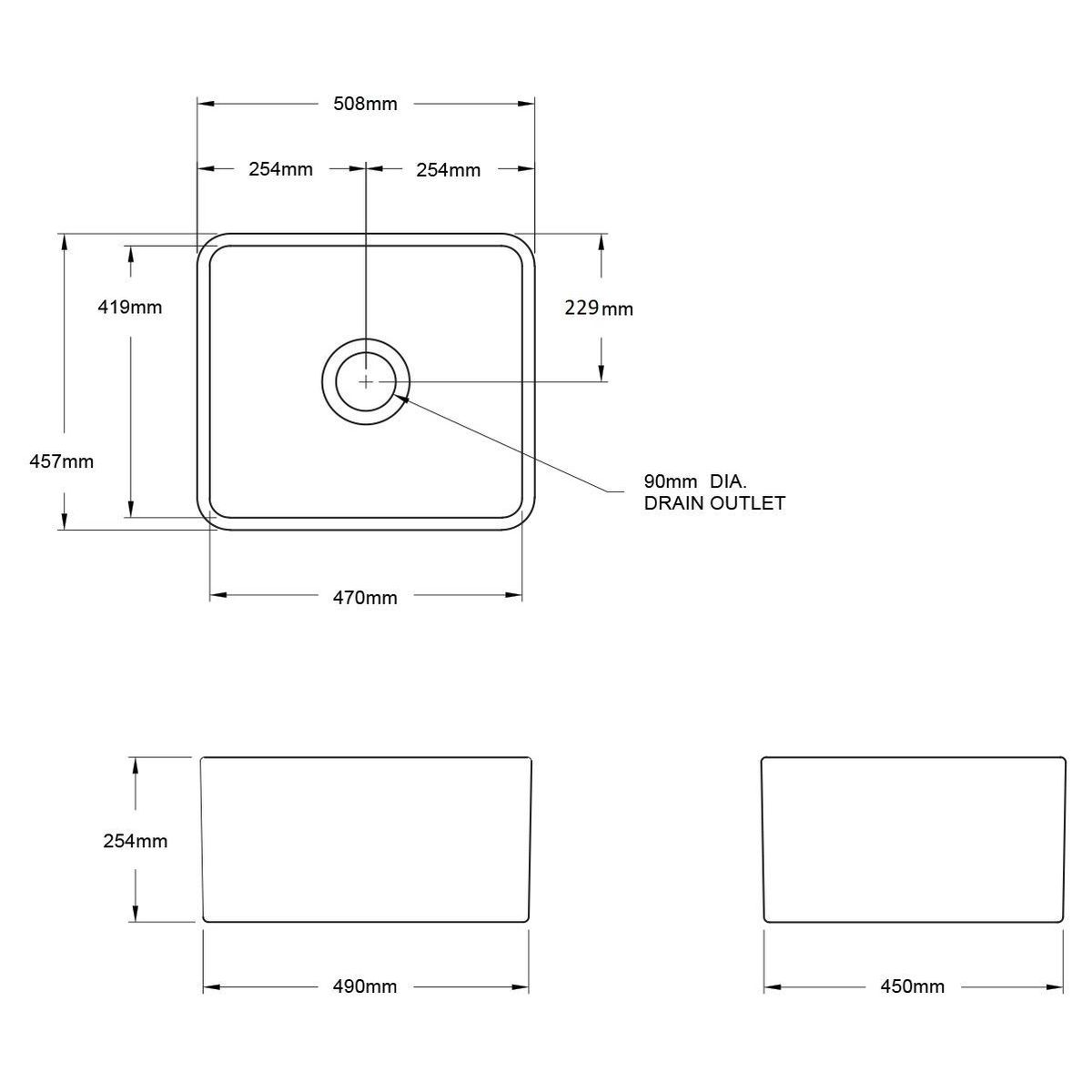 Kit-Novi 50X46 Fireclay Butler Sink - Matte White With Overflow Included Waste