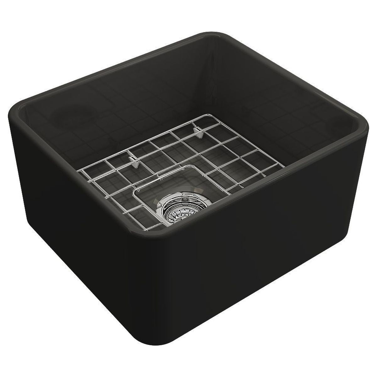 Kit-Novi 50X46 Fireclay Butler Sink - Matte Black With Overflow Included Waste