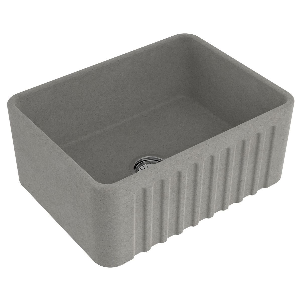Kit-Novi 60X46 Fireclay Butler Sink - Concrete Look With Overflow Included Waste