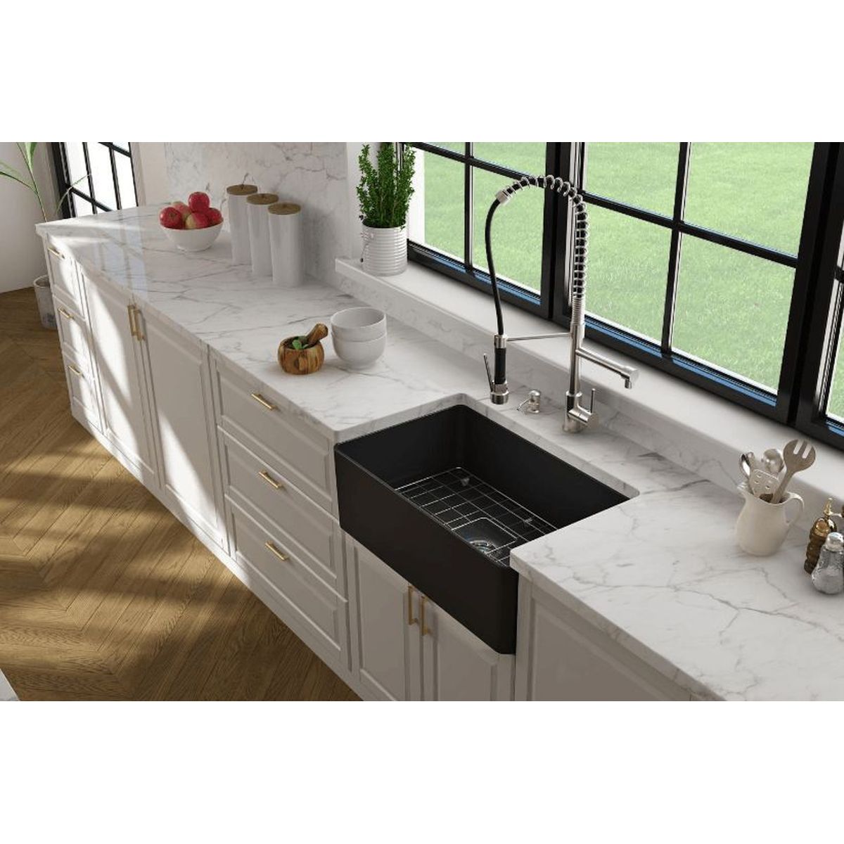 Novi 75X46 Fireclay Butler Sink - Matte Black