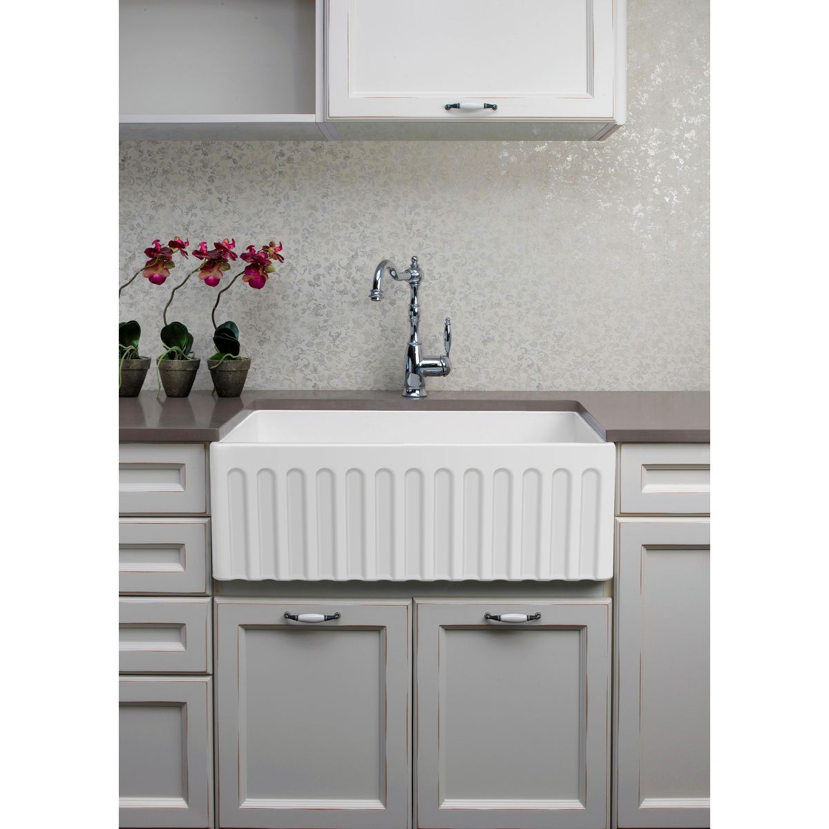 Novi 75X46 Fireclay Butler Sink - Gloss White