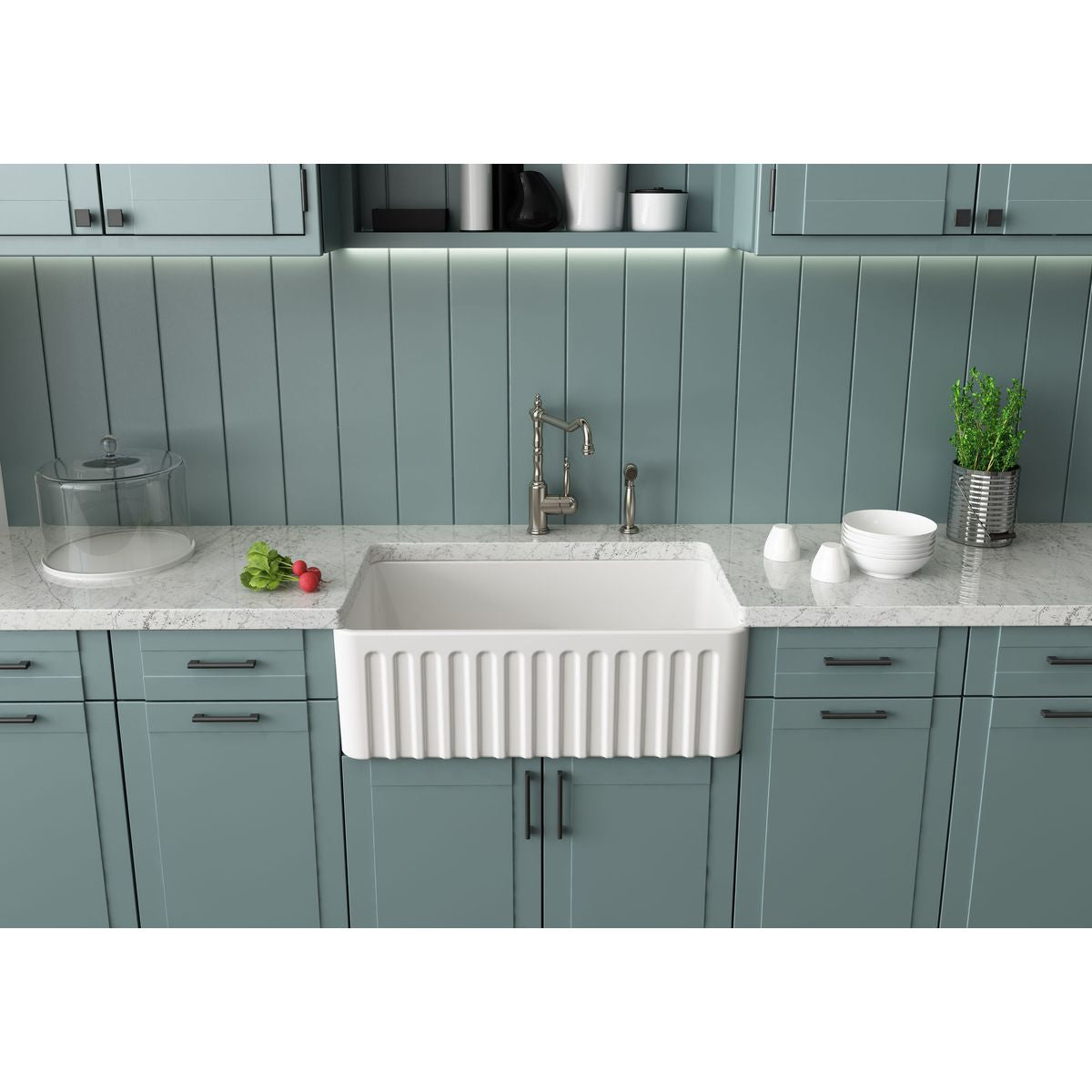 Novi 75X46 Fireclay Butler Sink - Gloss White
